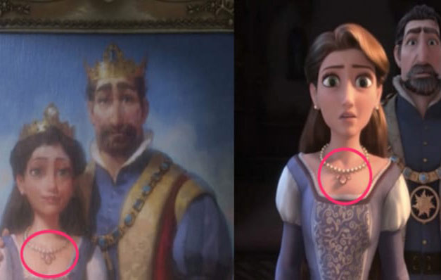 Rapunzel's mom wearing a hidden Mickey necklace